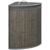 Korpa za veš 55 L s poklopcem 38 × 38 × 57 cm, bambus, siva