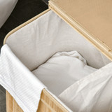 Korpa za veš od bambusa, 90 L, 2 odjeljka 54,2 × 35,2 × 59,5 cm, prirodna