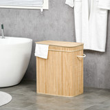 Korpa za veš od bambusa, 90 L, 2 odjeljka 54,2 × 35,2 × 59,5 cm, prirodna