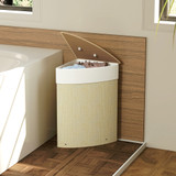 Korpa za veš s poklopcem 55 l, 35 × 35 × 60 cm, bambus, krem
