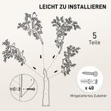 Zidna vješalica s 8 kuka, drvo s pticama 120 × 5 × 175 cm, crna