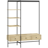 Garderober s policama, ladicama i šipkom 135 × 48 × 180 cm, hrast/crna