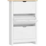 Ormar za cipele s 3 preklopne ladice 72 × 26 × 112 cm, bijeli s drvenim dekorom