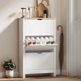 Ormar za cipele s 3 preklopne ladice 72 × 26 × 112 cm, bijeli s drvenim dekorom