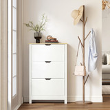 Ormar za cipele s 3 preklopne ladice 72 × 26 × 112 cm, bijeli s drvenim dekorom