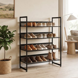 Polica za cipele s 4 nivoa 72 × 30 × 82,7 cm, crna