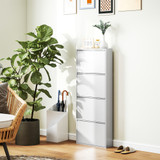 Uski metalni ormarić za cipele s 4 preklopne ladice 55 × 15 × 139,5 cm, bijeli
