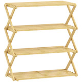 Polica za cipele na 4 nivoa 60 × 29 × 67 cm, od bambusa, prirodna
