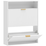 Uski ormar za cipele s 2 ladice na preklop 80 × 24 × 102,5 cm, bijeli