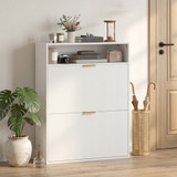 Uski ormar za cipele s 2 ladice na preklop 80 × 24 × 102,5 cm, bijeli