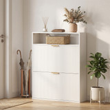 Uski ormar za cipele s 2 ladice na preklop 80 × 24 × 102,5 cm, bijeli