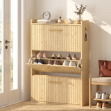 Uski ormar za cipele s 3 preklopne ladice 80 × 24 × 117,5 cm, svijetlosmeđi