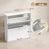 Ormar za cipele s 2 preklopna pretinca 80 × 20 × 84 cm, bijeli