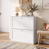 Ormar za cipele s 2 preklopna pretinca 80 × 20 × 84 cm, bijeli