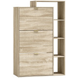 Ormar za cipele s 3 preklopna pretinca 80 × 25 × 123,8 cm, natur