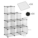 Modularna polica od 9 kocki 105 × 35 × 105 cm, crna