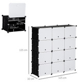 Modularna polica za cipele od 12 kocki 125 × 32 × 125 cm, crna