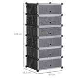Modularna polica za cipele s 6 pretinaca i vratima 49 × 36,5 × 108 cm, crno-bijela