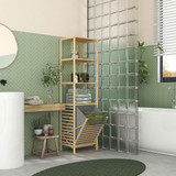 Polica za kupatilo s korpom za veš i 3 police 44 × 33 × 160 cm, bambus