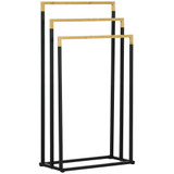 Samostojeći stalak za peškire s 3 šipke 45 × 22,5 × 86 cm, crni/bambus