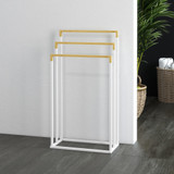 Stalak za peškire s 3 šipke od bambusa 45 × 22,5 × 86 cm, bijeli