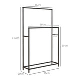 Stalak za peškire sa 2 šipke 66 × 20 × 110 cm, crni