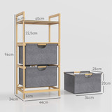 Polica za veš od bambusa s 2 korpe 44 × 34 × 96 cm, prirodno drvo