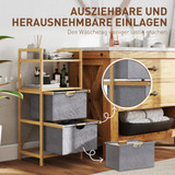Polica za veš od bambusa s 2 korpe 44 × 34 × 96 cm, prirodno drvo