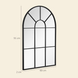Zidno ogledalo u obliku prozora s metalnim okvirom 91 × 60 cm, crno
