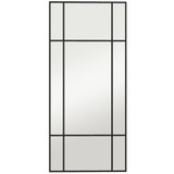 Zidno ogledalo s metalnim okvirom i crnim prečkama 50 × 2 × 110 cm, crno