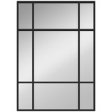 Zidno ogledalo s crnim metalnim okvirom 50 × 70 cm, crno
