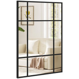 Zidno ogledalo s crnim metalnim okvirom 50 × 70 cm, crno