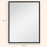 Zidno pravougaono ogledalo s okvirom od MDF-a 60 × 80 cm, crno