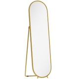 Podno ogledalo ovalno s metalnim okvirom 50 × 180 cm, zlatno