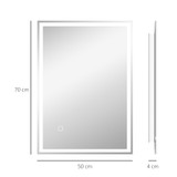 Ogledalo za kupatilo s LED osvjetljenjem 70 × 50 cm, srebrno
