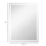 LED ogledalo za kupatilo protiv zamagljivanja 80 × 60 cm, srebrna
