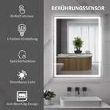 Ogledalo za kupatilo s LED osvjetljenjem 90 × 70 cm, srebrna