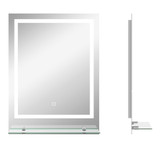 Ogledalo za kupatilo s LED osvjetljenjem i policom 70 × 50 cm
