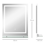 Ogledalo za kupatilo s LED osvjetljenjem i policom 70 × 50 cm