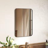 Ogledalo za kupatilo s metalnim okvirom 50 × 70 cm, crno