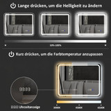 Ogledalo za kupatilo s LED rasvjetom, satom i grijačem 80 × 60 cm, srebrno
