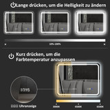 Ogledalo za kupatilo s LED osvjetljenjem i satom 90 × 70 cm, srebrno