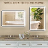 LED ogledalo za kupatilo 60 × 90 cm, 3 boje svjetla, crno