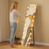Stojeće ogledalo s 21 LED sijalicom i RGB svjetlom 150 × 40 cm