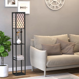 Podna lampa s 3 police, crna