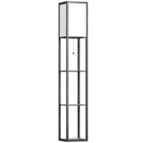 Podna lampa s 3 police 26 × 26 × 160 cm, crno-bijela