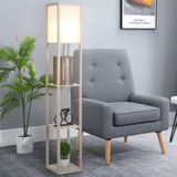 Stojeća lampa s 3 police 26 × 26 × 160 cm, crna, bijela i zlatna