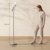 Podna lampa s 3 staklena sjenila i nožnim prekidačem, srebrna
