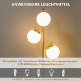 Podna lampa s 3 staklene kugle i nožnim prekidačem, zlatna