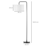 Podna lampa s nožnim prekidačem i tekstilnim sjenilom, crno-bijela